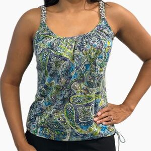 I.N.C International Concepts - Paisley Print Women's Top with Embellished Straps